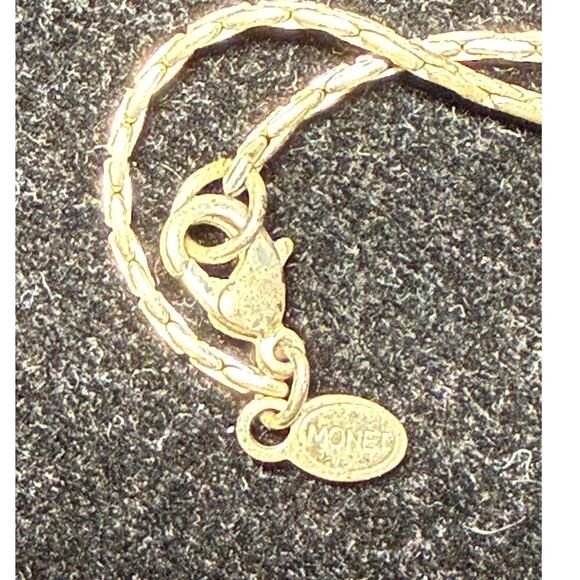 Monet Vintage Signed Women 15.5" Long Silver Tone Chain Necklace Station Gems - Picture 8 of 8